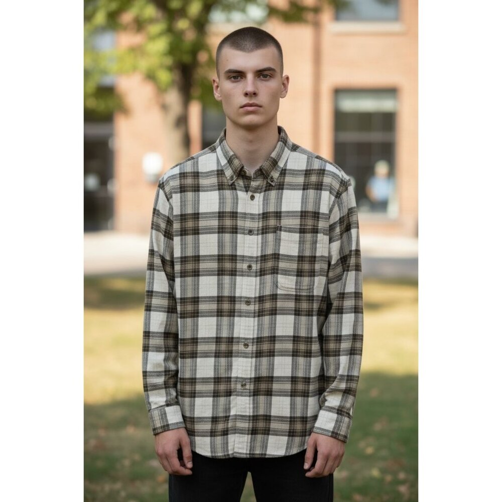 14TH & UNION Men Plaid Flannel Button-Up Shirt XL